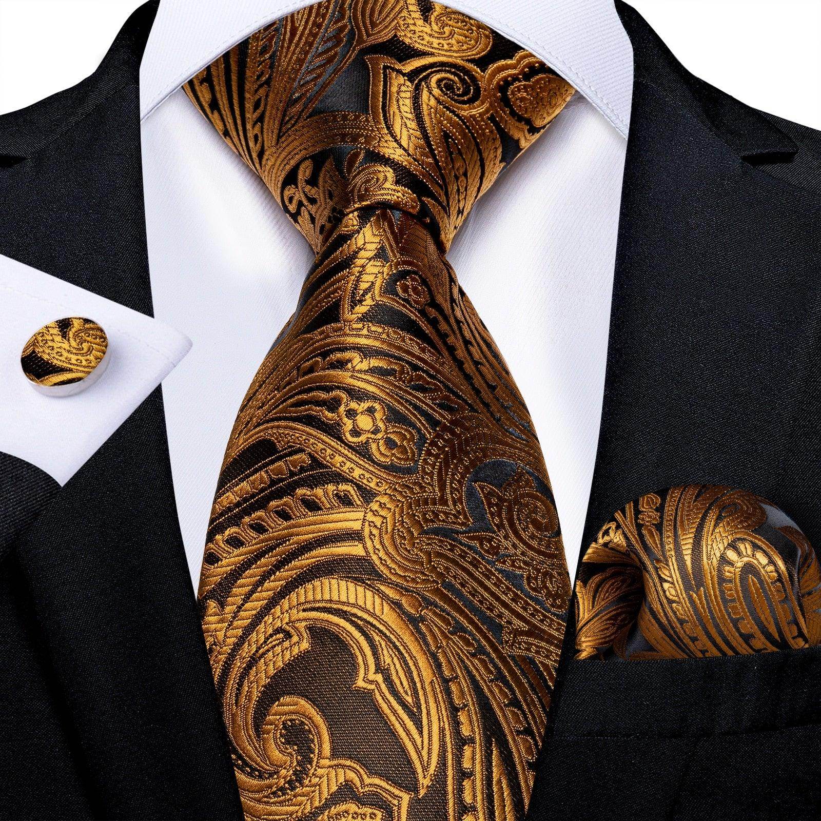 Men's Accessories - Ties Men Necktie Teal Blue Paisley Designer Silk Wedding Tie Hanky Cufflink Set