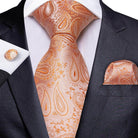 Men's Accessories - Ties Men Necktie Teal Blue Paisley Designer Silk Wedding Tie Hanky Cufflink Set