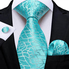 Men Necktie Teal Blue Paisley Designer Silk Wedding Tie - VacationGrabs