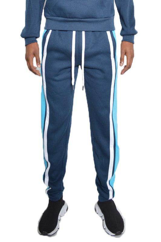 Men's 3 Stripe Color Block Sweat Pants - VacationGrabs