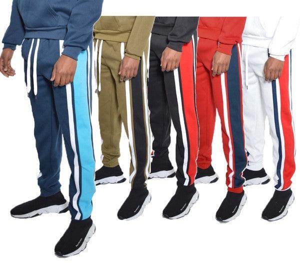 Men's 3 Stripe Color Block Sweat Pants - VacationGrabs