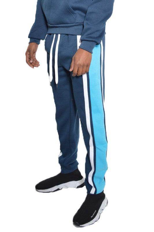 Men's 3 Stripe Color Block Sweat Pants - VacationGrabs