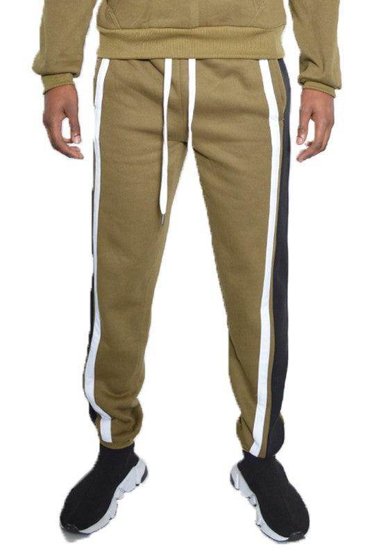 Men's 3 Stripe Color Block Sweat Pants - VacationGrabs
