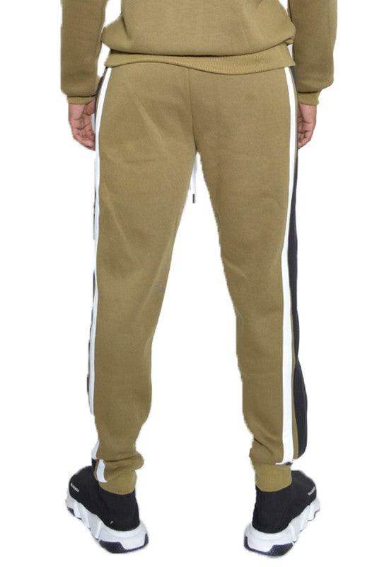 Men's 3 Stripe Color Block Sweat Pants - VacationGrabs