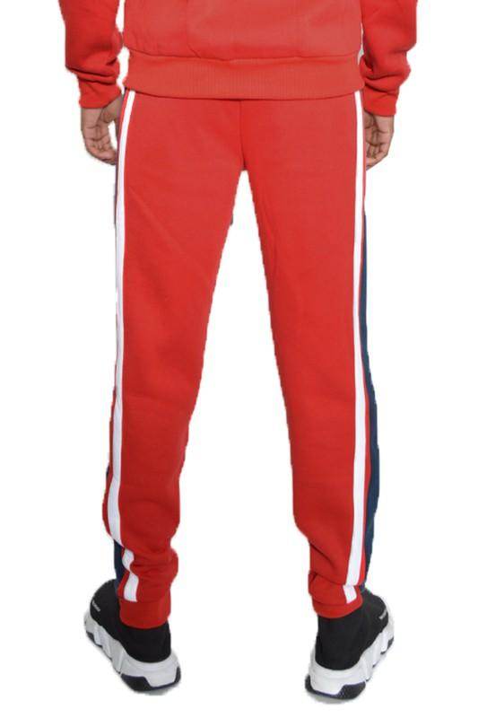 Men's 3 Stripe Color Block Sweat Pants - VacationGrabs