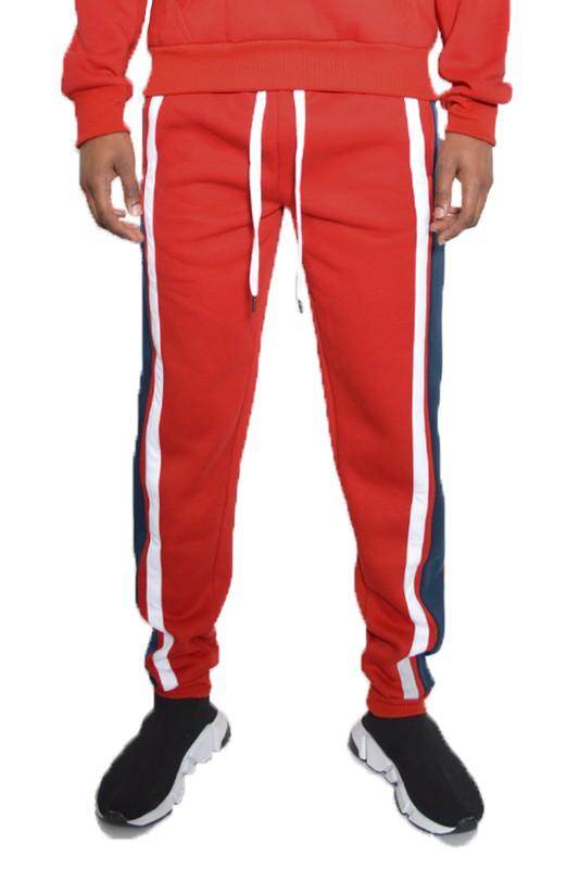 Men's 3 Stripe Color Block Sweat Pants - VacationGrabs
