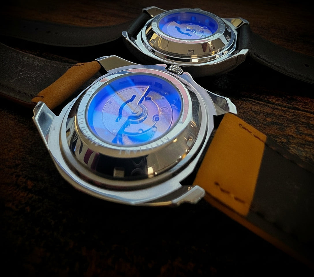 Dapr men's automatic watch bold dial with unique design and leather strap for stylish timekeeping