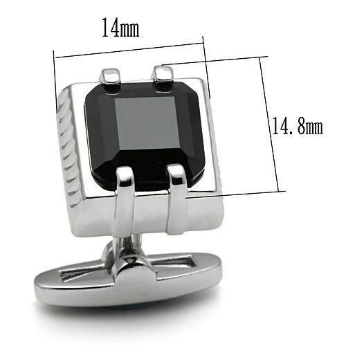 Men's Cufflinks - LO2305 - Rhodium Brass Cufflink with AAA - VacationGrabs