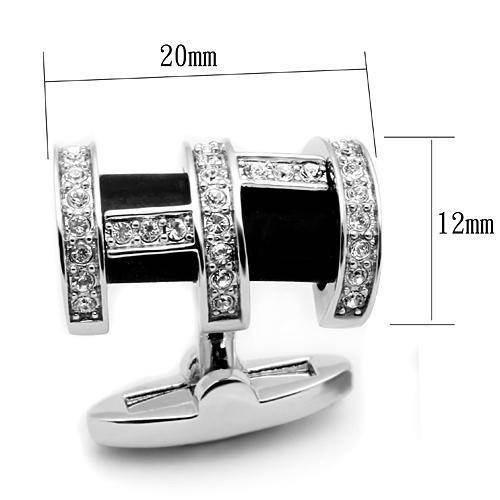 Men's Cufflinks - LO2629 - Rhodium Brass Cufflink with Top - VacationGrabs