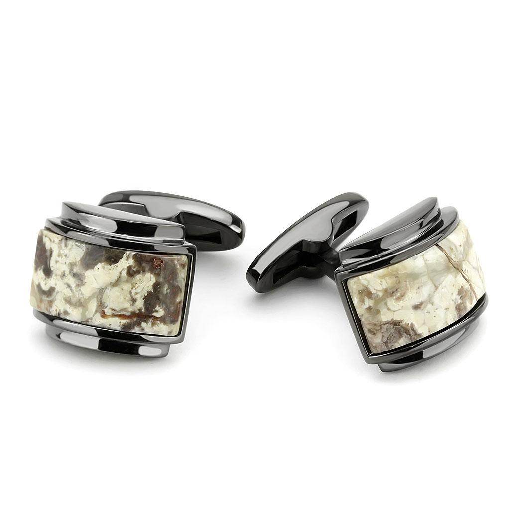 Men's Cufflinks - TK3290 - IP Light Black (IP Gun) - VacationGrabs