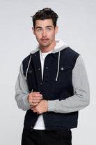 Men's Denim Jacket with Fleece Hoodies - VacationGrabs