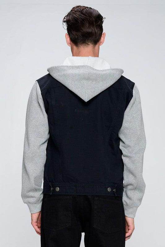 Men's Denim Jacket with Fleece Hoodies - VacationGrabs
