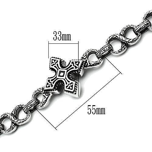 VacationGrabs men's high polished bracelet featuring intricate design with cross detail