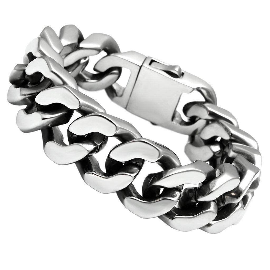 Men's high polished bracelet featuring a sleek chain design with a secure clasp