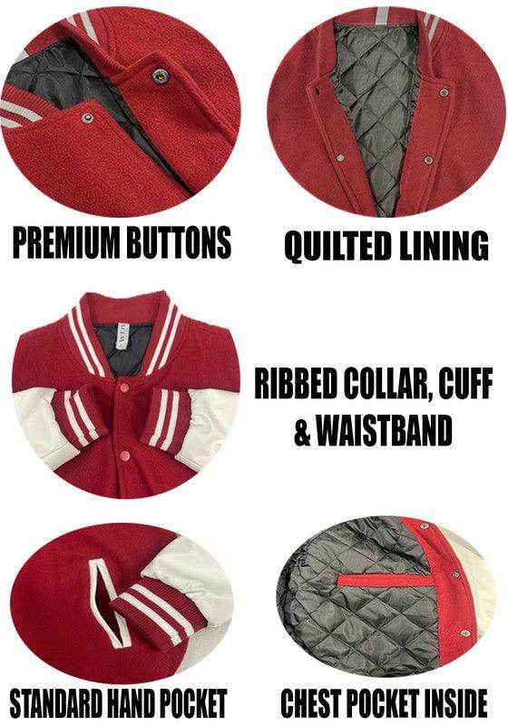 Men's Letterman Jackets 8 Color Options - VacationGrabs