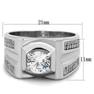 Men's Rings - TS385 - Rhodium 925 Sterling Silver Ring with - VacationGrabs