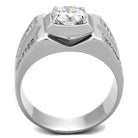 Men's Rings - TS385 - Rhodium 925 Sterling Silver Ring with - VacationGrabs