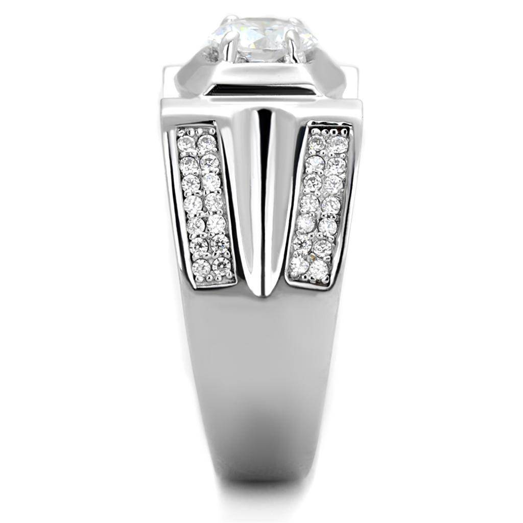 Men's Rings - TS385 - Rhodium 925 Sterling Silver Ring with - VacationGrabs