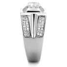 Men's Rings - TS385 - Rhodium 925 Sterling Silver Ring with - VacationGrabs