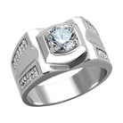 Men's Rings - TS385 - Rhodium 925 Sterling Silver Ring with - VacationGrabs