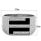 Men's Rings - TS387 - Rhodium 925 Sterling Silver Ring with - VacationGrabs