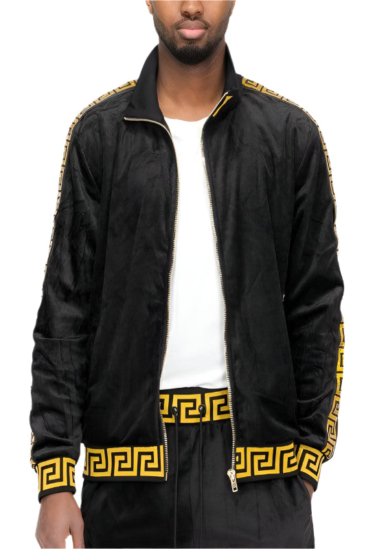Men's Two Tone Velour Track Jackets - VacationGrabs