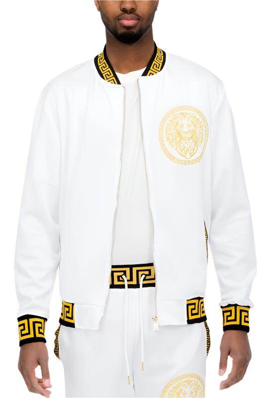Mens Black And Gold Detail Track Suit Jacket - VacationGrabs