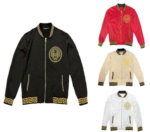 Mens Black And Gold Detail Track Suit Jacket - VacationGrabs