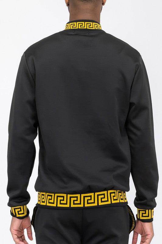 Mens Black And Gold Detail Track Suit Jacket - VacationGrabs