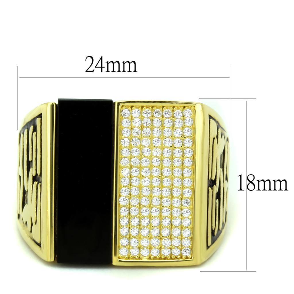 Mens Vandamme black onyx gold jewelry ring with cubic zirconia accents and unique design