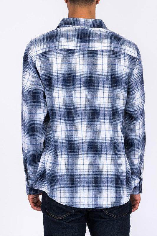 Mens Casual Fit Checker Plaid Flannel Long Sleeve Shirts - VacationGrabs