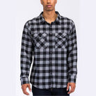 Mens Casual Regular Fit Checker Plaid Flannel Long Sleeve - VacationGrabs