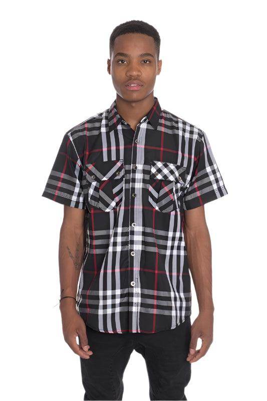 Mens Casual Short Sleeve Checker Shirts - VacationGrabs