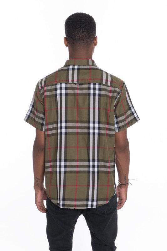 Mens Casual Short Sleeve Checker Shirts - VacationGrabs