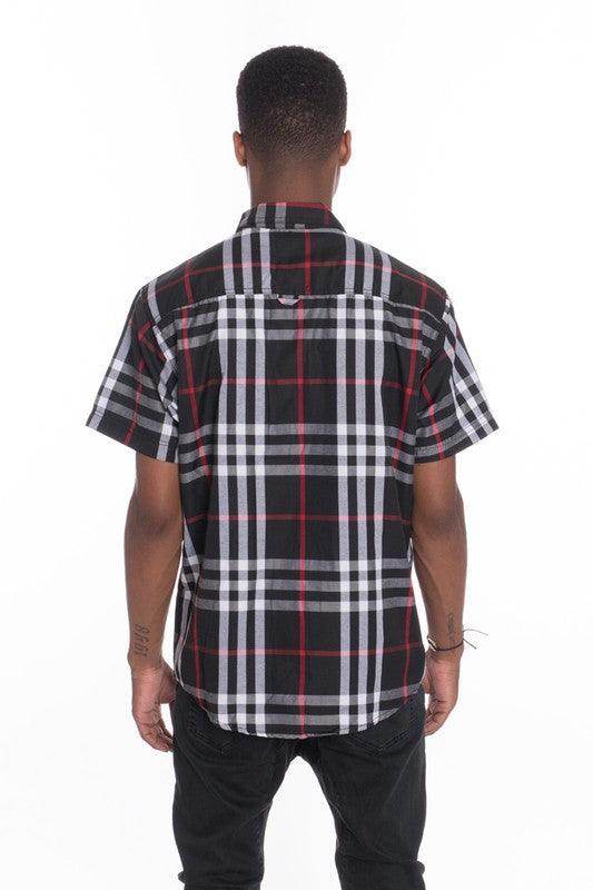 Mens Casual Short Sleeve Checker Shirts - VacationGrabs