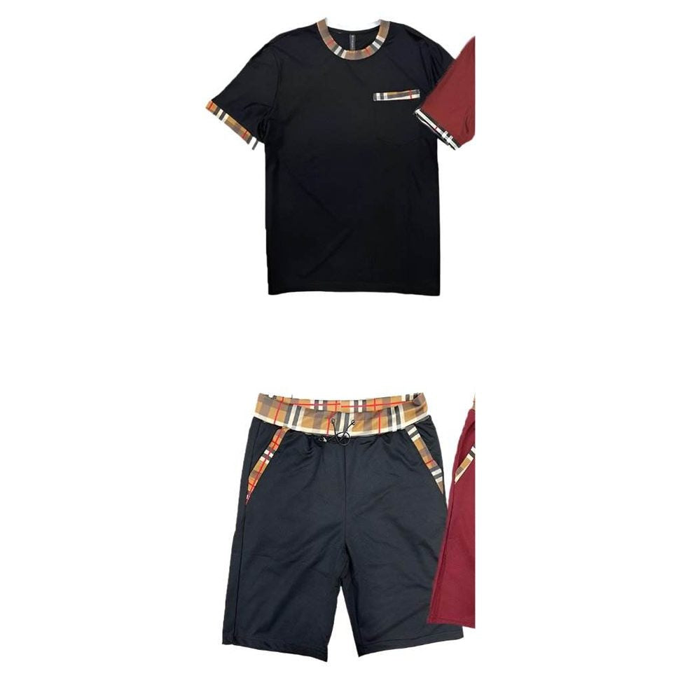 Mens Checkered Tshirt Short Set - VacationGrabs