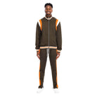 Mens Chevy Track Suit in olive green with orange accents for stylish comfort and casual wear
