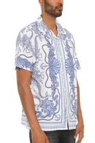 Mens Collared Print Button Down - VacationGrabs