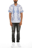 Mens Collared Print Button Down - VacationGrabs