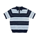 Mens Collared Knit Shirts Short Sleeve Striped Polo - VacationGrabs