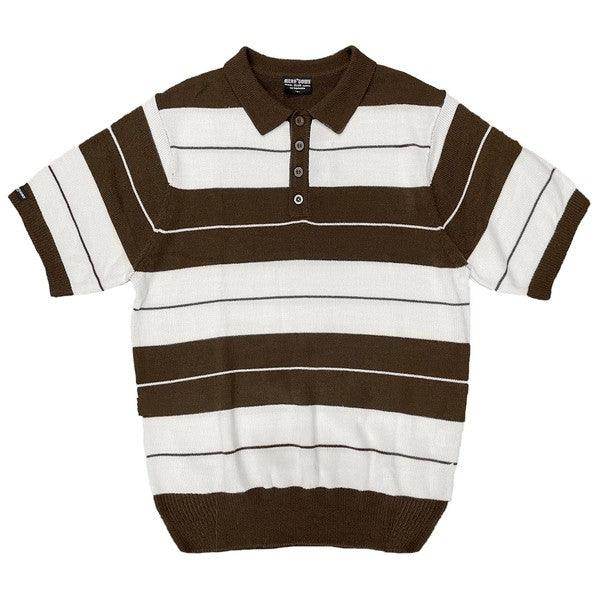 Mens Collared Knit Shirts Short Sleeve Striped Polo - VacationGrabs