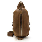 Mens Crazy Horse Leather Chest Bag Single Shoulder - VacationGrabs