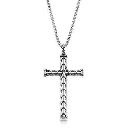 Men's cross necklace high polished with intricate design and durable chain for stylish wear