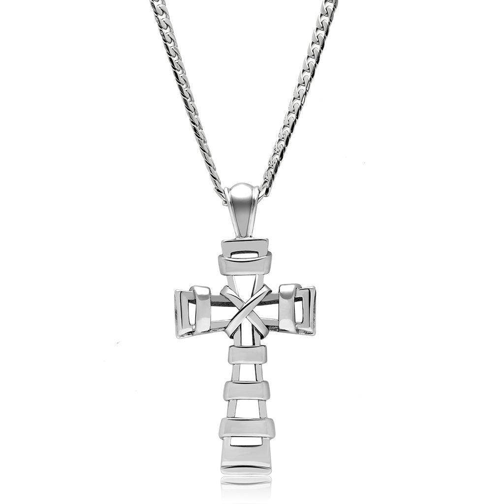 Men's cross necklace high polished with sleek design and durable chain for stylish wear