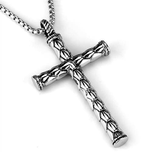 Men's cross necklace high polished with intricate design and durable chain for stylish wear