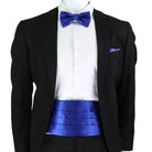 Mens Cummerbund Bow Tie Brooch Set Black Red Blue - VacationGrabs