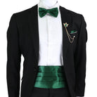 Mens Cummerbund Bow Tie Brooch Set Black Red Blue - VacationGrabs