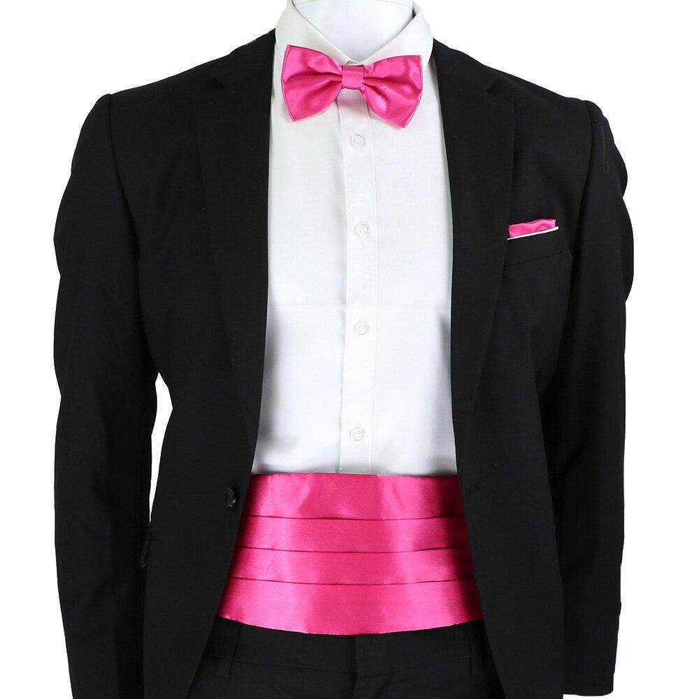 Mens Cummerbund Bow Tie Brooch Set Black Red Blue - VacationGrabs