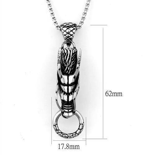 VacationGrabs men's dragon necklace in silver with intricate detailing and an eye-catching design