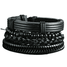 Mens fashion wristband set featuring various black styles for a trendy look